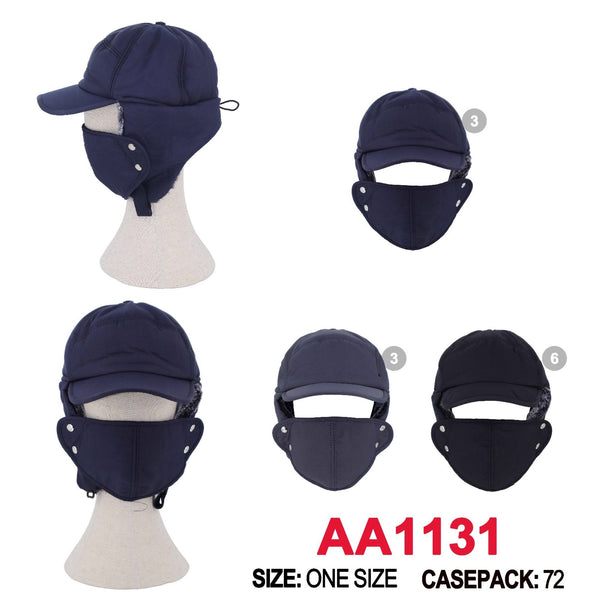 Earflap Winter Hats Ski Hat With Removable Face Mask W/Visor, AA1131
