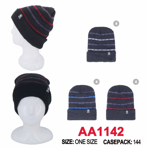 Long Cuffed Beanie Knit Skully Stripe Star Sport Winter Warm Hats AA1142