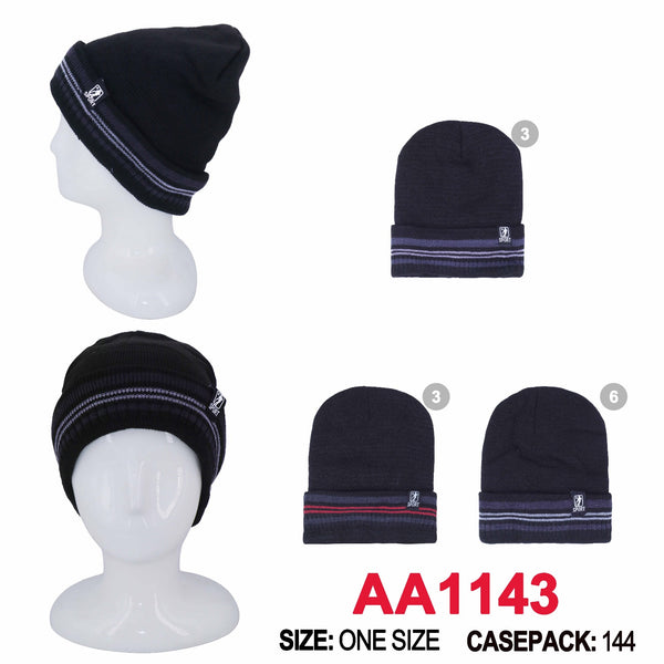 Long Cuffed Beanie Knit Skully Stripe Sport Winter Warm Hats AA1143