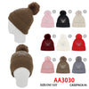 Winter Cable Knitted Cuffed Hat Lady Butterfly Beanies Skull Lining W/Pom AA3030