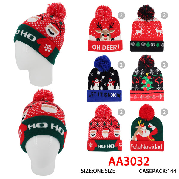 Kids Boys Girls Children Holiday Winter Warm Hats Beanies With Pom AA3032