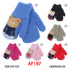 Girls Boys Kids Children Knit Cute Bear Winter Warm Cozy Mittens Gloves AF187