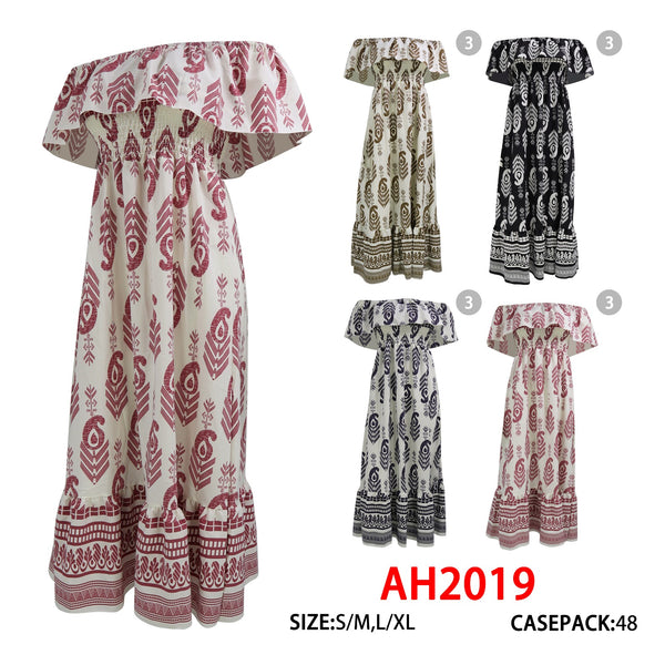 NYC Wholesale Fashion Long Maxi Breathable Floral Print Summer Dresses Sundresses, AH2019