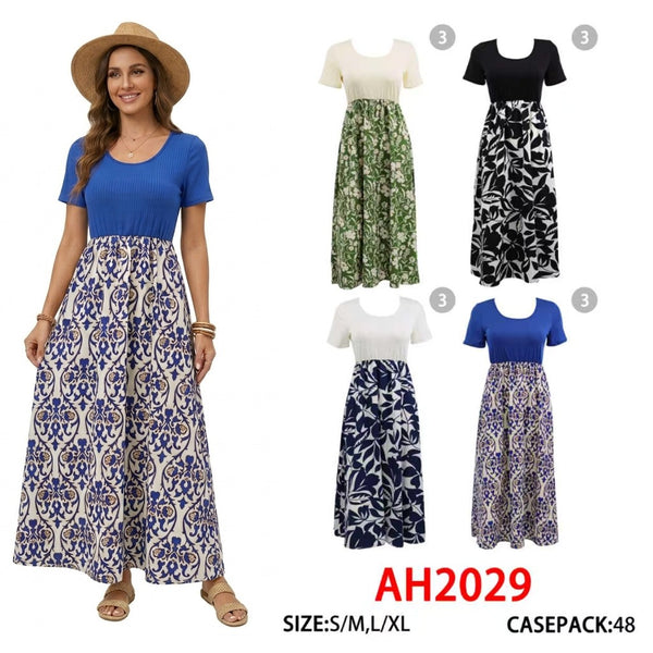 NYC Wholesale Fashion Long Maxi Breathable Summer Dresses Sundresses, AH2029