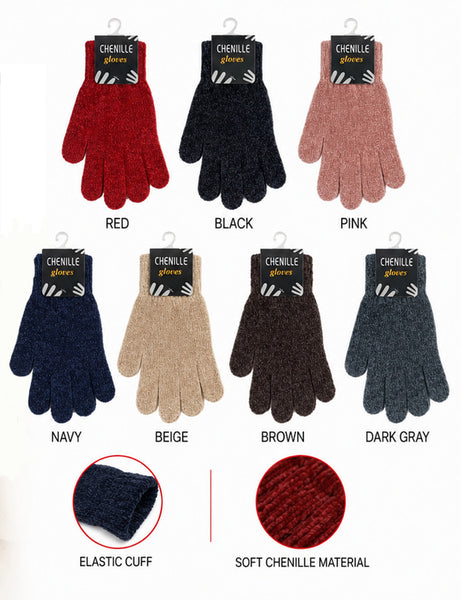 Winter Soft Warm Stretchy Cozy Chenille Magic First Quality Gloves GL55020