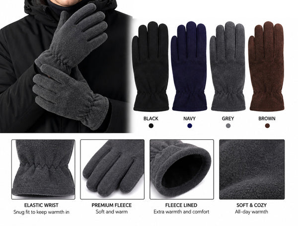 Men Warm Fleece Insulation Waterproof Outdoor Ski Gloves Adjustable Wrist Strap Touchscreen Compatible GM55103