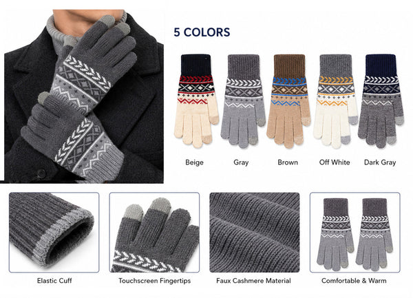 Winter Warm Faux Cashmere Knit Touchscreen Compatible Gloves GM55107