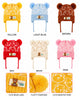 Girls Boys Kids Children Soft Warm Cute Bear Design Winter Knit Hats Caps W/Fluffy Pompoms H423