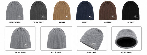 Wholesale Classic Ribbed Knit Embroidered Mountain Sport Beanie Hats W/Fleece Lining H633