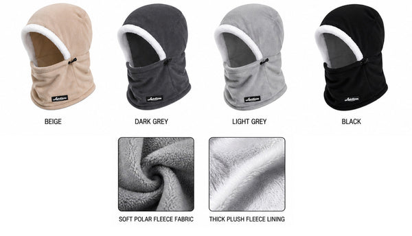 Soft Polar Fleece Wind Proof Ear Neck Winter Hats Ski Hat Face Mask W/Adjustable Drawcord, H636