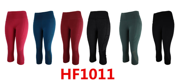12 Pairs Women Capri Leggings Summer Cropped Pants Solid Comfy Tight Fit Running Capris HF1011