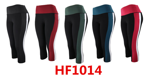 12 Pairs Women Capri Stripe Leggings Summer Cropped Pants Printed Comfy Capris HF1014