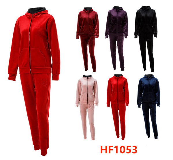 12 Winter Outfit Sets Legging Pants And Full Zip Jacket Top W/Hoodie Lining Set HF1053