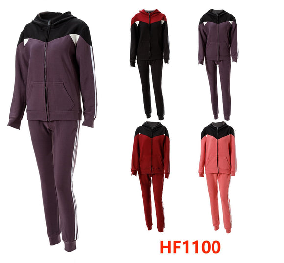 12 Sets of Winter Lining Outfit Gym Legging And Full Zip Jacket Top W/Hoodie Set HF1100