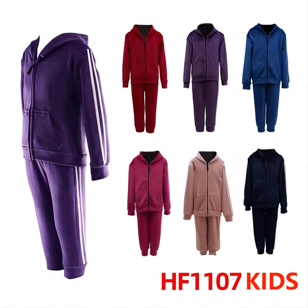 Kids Children Girls Boys Winter Warm Pants Lining Leggings And Zipper Jacket W/Hoody HF1107