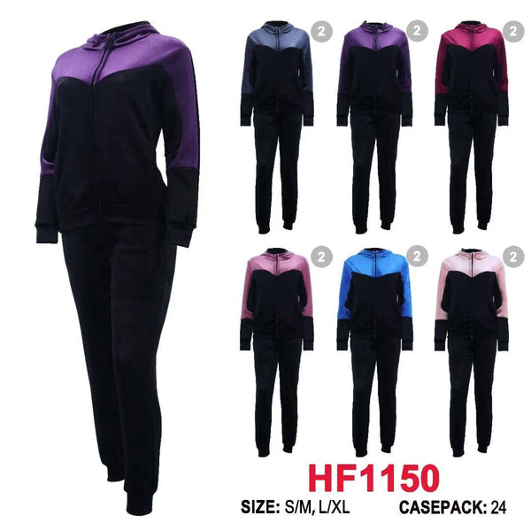 12 Sets Winter Lining Outfit Gym Legging Pants Joggers And Full Zip Jacket Top W/Hoodie Set HF1150