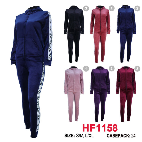12 Sets Winter Lining Outfit Gym Joggers Legging Pants And Full Zip Jacket Top W/Hoodie Set HF1158