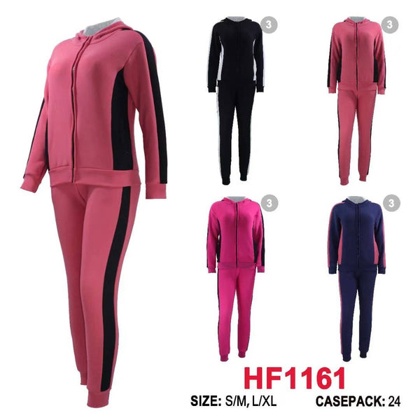 12 Sets Winter Lining Outfit Gym Legging Pants Joggers And Full Zip Jacket Top W/Hoodie Set HF1161