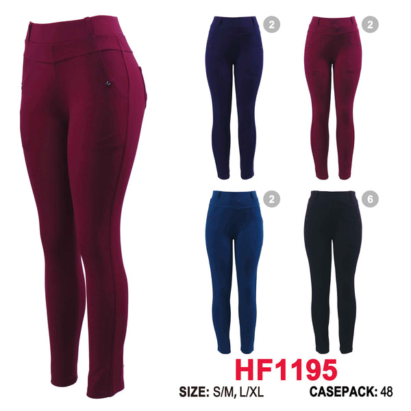 12 Pairs Women Flex-Fit Stretch Pull-On Slim-Leg Casual Leggings HF1195