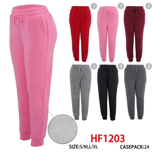 Women Girl Winter Warm Cozy Fur Lining Leggings Sports JOGGERS Pants Active Wear HF1203