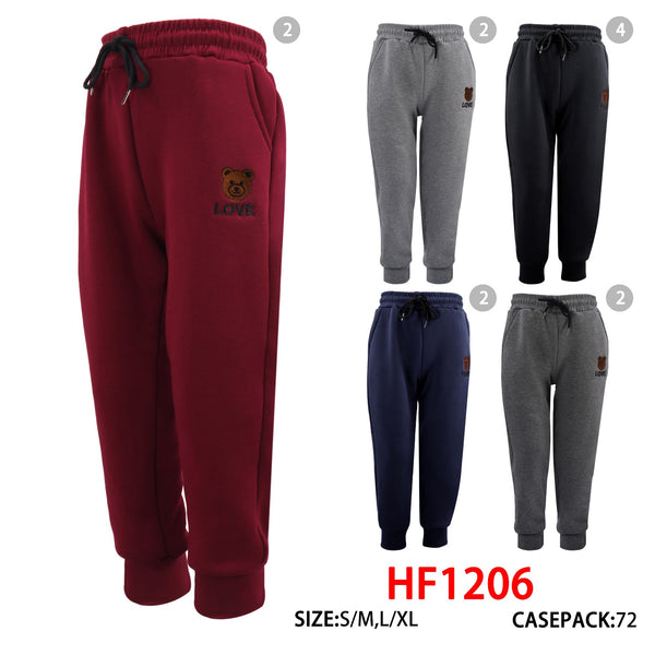 Kids Children Boys Girls Winter Warm Cozy Pants Lining Joggers Solid Color HF1206