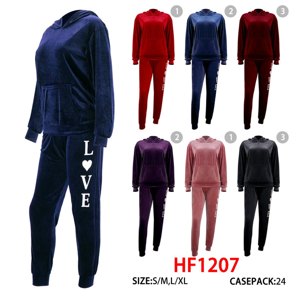 12 Sets Outfit Gym Legging Love Pants Joggers And Hoodie Jacket Top Set HF1207