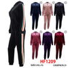 12 Sets Winter Warm Cozy Lining Outfit Gym Stripe Legging Pants Joggers And Full Zip Jacket Top W/Hoodie Set HF1209