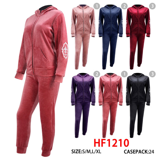 12 Sets Winter Warm Cozy Lining Outfit Gym Legging Pants Joggers And Full Zip Jacket Top W/Hoodie Set HF1210