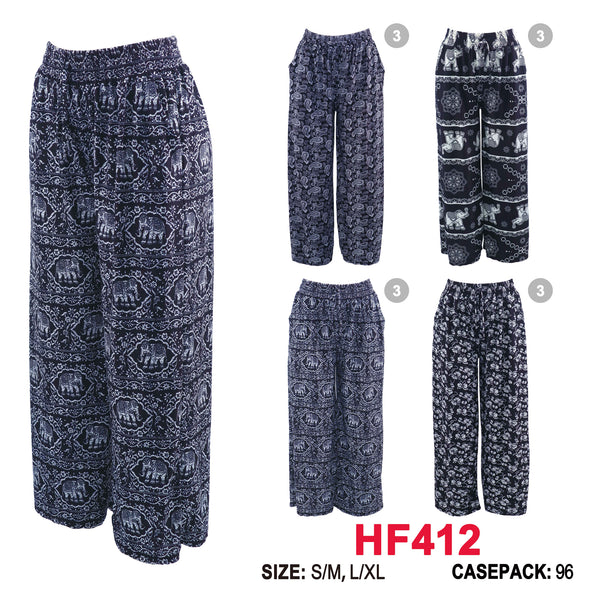 12 Pairs Women Summer Lightweight Leisure Pants Printed Beach Casual Pants Loose Fit HF412