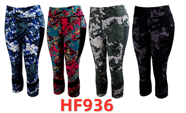 12 Pairs Women Capri Leggings Summer Cropped Pants Printed Comfy Capris HF936