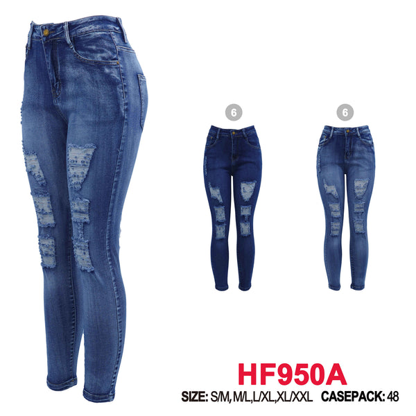 12 Pairs Women Curvy Fit Straight-Leg Denim Jean HF950
