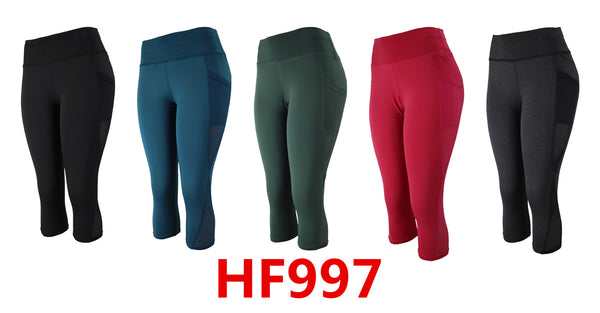 12 Pairs Women Capri Leggings Summer Cropped Pants Solid Comfy Tight Fit Running Capris HF997
