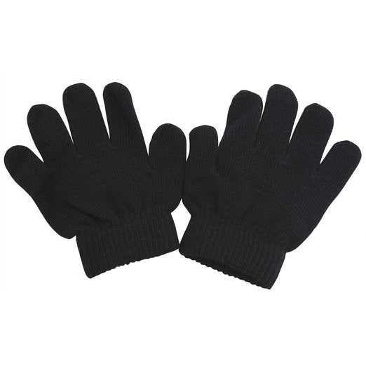 Kids Children Magic Knit Solid Black Color Gloves GS0815/9110 - OPT FASHION WHOLESALE