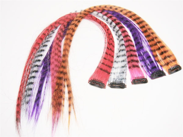 Wholesale Clip In On Fashion Grizzly Feather Print Hair Extensions H0911 - OPT FASHION WHOLESALE