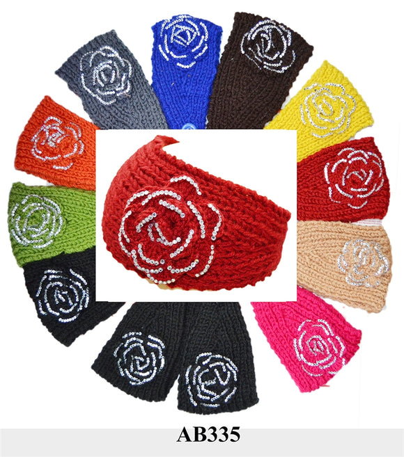 Handmade Headwear Flower Crochet Knit Headwrap Headband AB335 - OPT FASHION WHOLESALE