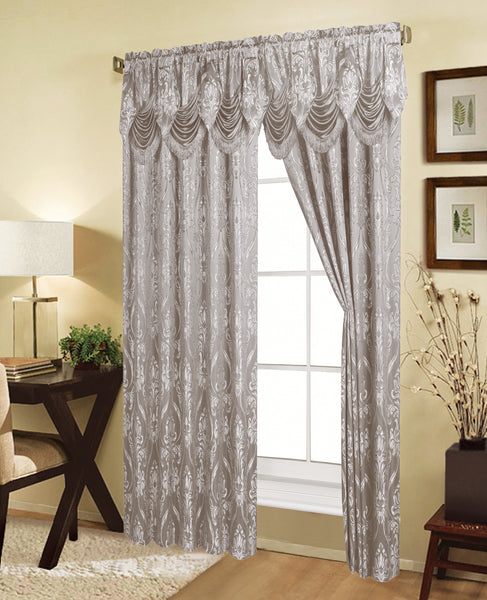 Embossed Rod Pocket Window Curtain Panel and Valance, 81027 - OPT FASHION WHOLESALE