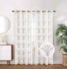 Organza Sheer Embroidered Grommet Top Window Curtain Panel, 81055