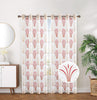 Organza Sheer Embroidered Grommet Top Window Curtain Panel, 81055