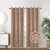 Foil Wave Floral Print Embroidered Grommet Top Window Curtain Panel 81060