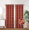 Floral Jacquard Embroidered Room Darkening Grommet Top Window Curtain Panel, 81070