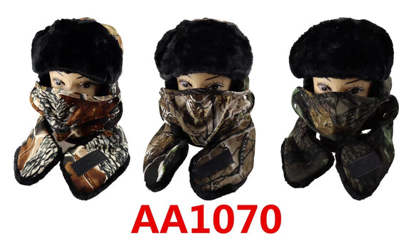 Army Color Trapper Trooper Earflap Ski Hat With Removable Face Mask, AA1070