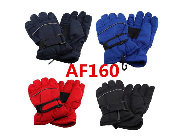 Wholesale Kids Children Unisex Waterproof Ski Gloves W/Velcro Strap AF160K