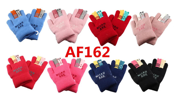 Boys Girls Kids Children Knit Multi Color Little Bear Gloves AF162