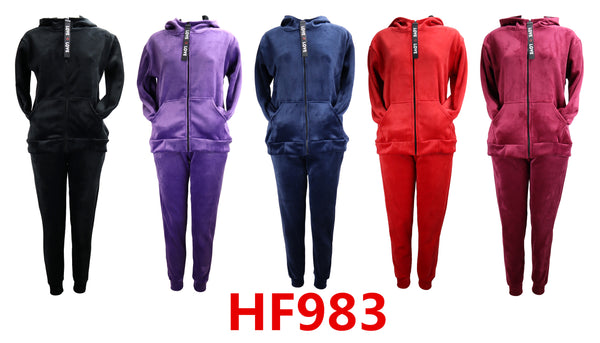 Fur Lining Women Sweatsuit Set Hoodie and Legging Pants Sport Suits Tracksuits Love & Love HF983