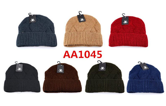 Wholesale Cable Knit Fur Lining Beanie Hats AA1045 - OPT FASHION WHOLESALE