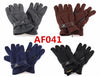 Polar Fleece Gloves With Leather Palm Grip Velcro Strap AF041 - OPT FASHION WHOLESALE
