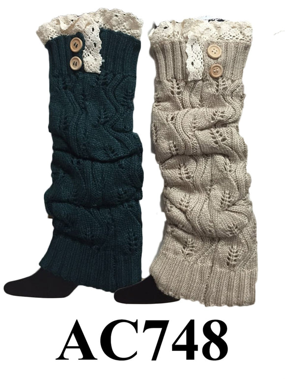 Cable Knit Button Leg Warmers Boot Cuffs AC748 - OPT FASHION WHOLESALE