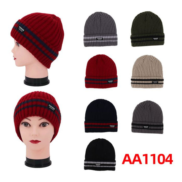 Beanie Knit Skully Stripe Sport Winter Hats AA1104