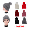 Women Winter Cable Knitted Long Cuffed Hat Beanies Fur Lining W/Pom AA1106