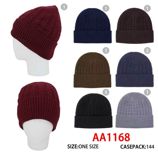 Winter Knitted Long Cuffed Beanies Warm Hat Skull Cap AA1168